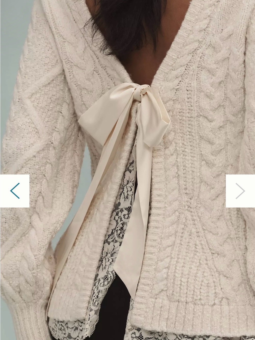 Anthropologie Open-Back Bow-Detail Chunky-Knit Sweater XL